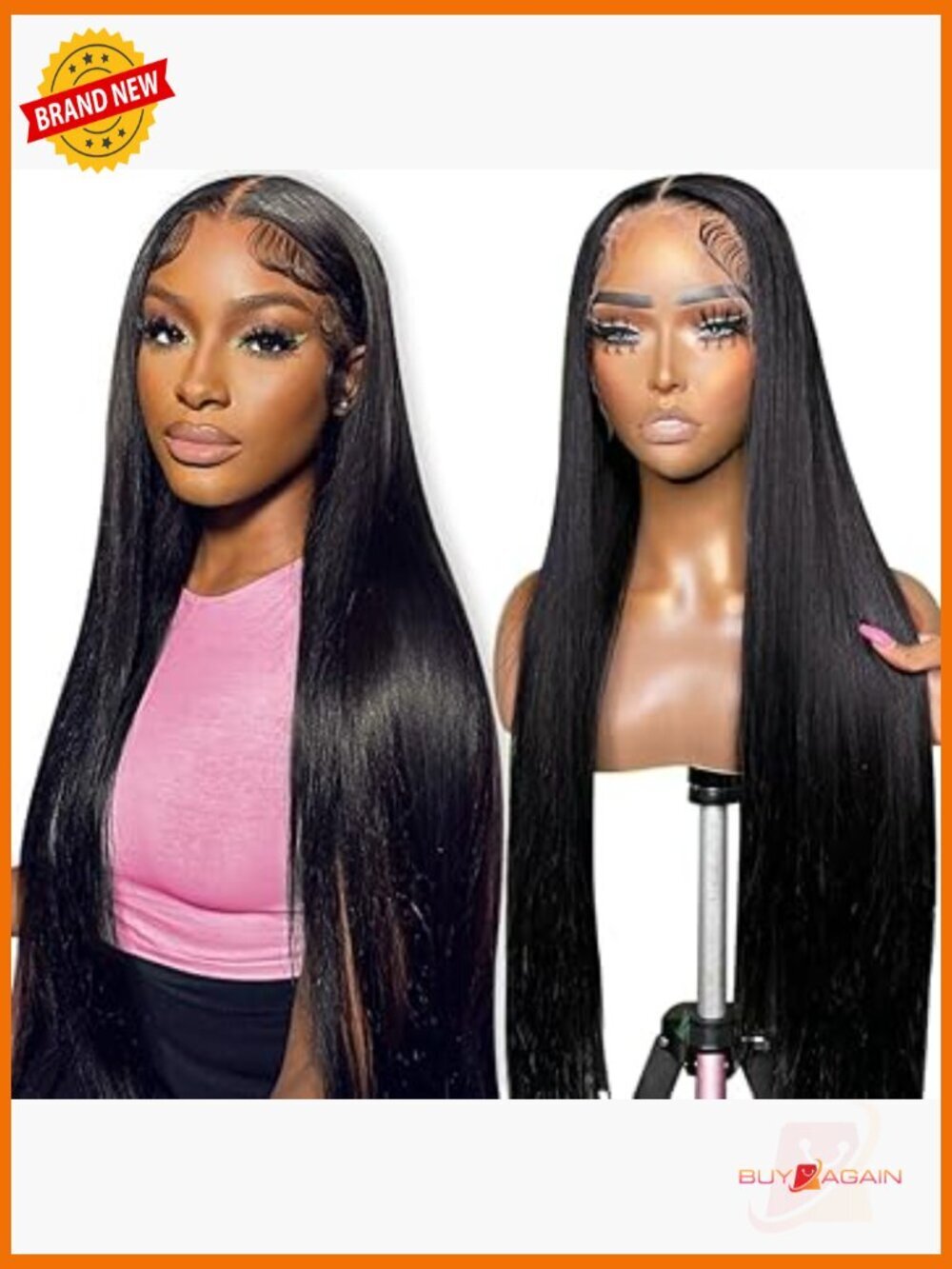 28 Inch Straight Lace Front Wig Human Hair 180 Density Pre Plucked Glueless